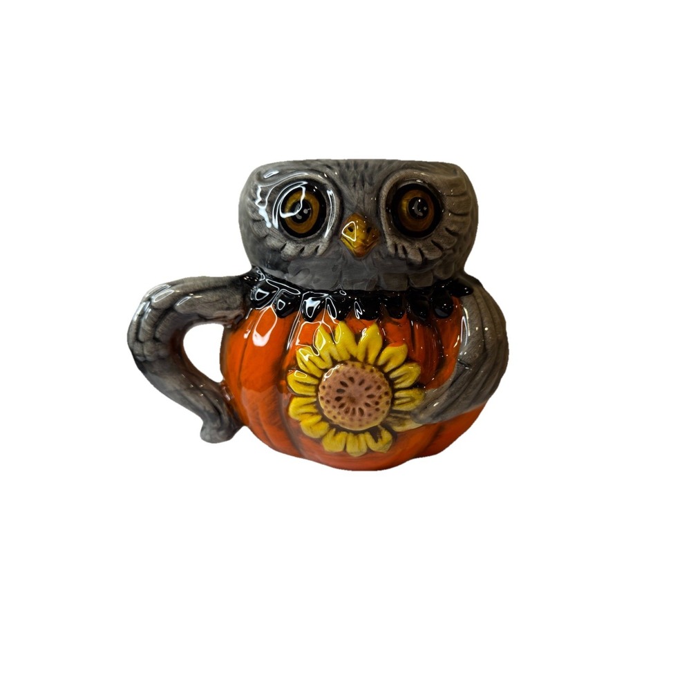 Johanna Parker Fall/Halloween Owl Mug Sunflower Pattern Decor